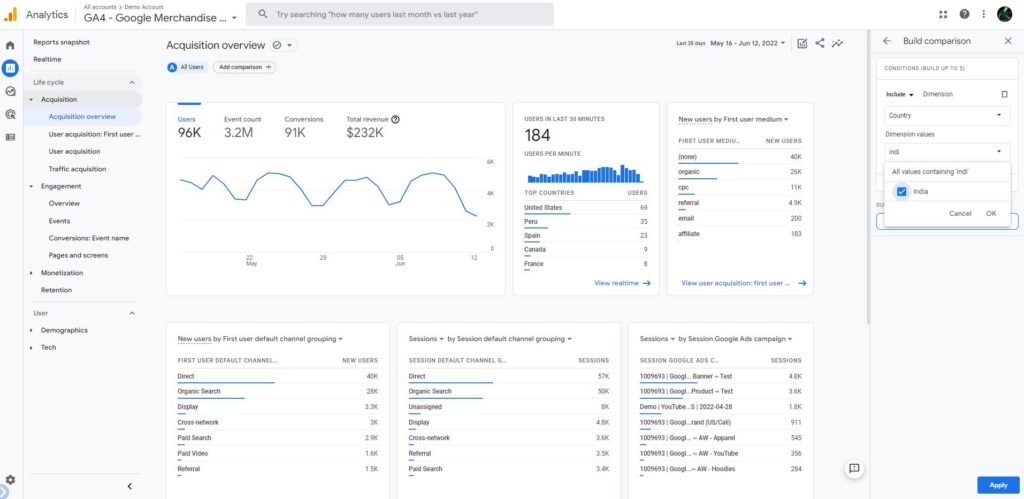 Google Analytics GA4 segment Definition